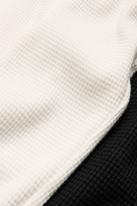 Waffle Weekend Escape Mock Neck Lange Mouw - Zwart/Wit