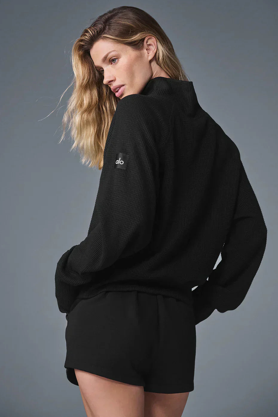 Waffle Weekend Escape Mock Neck Lange Mouw